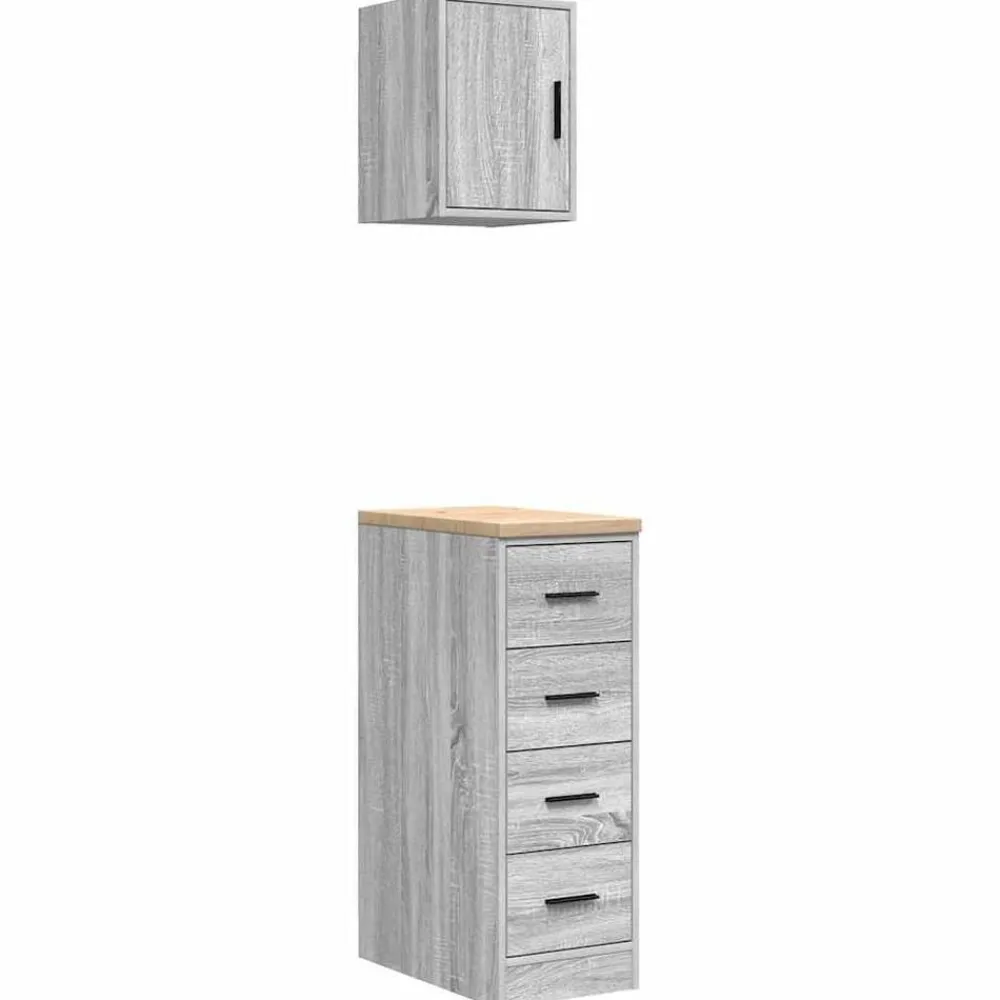 Industriële Opslag*vidaXL Garagekasten 2 st bewerkt hout sonoma grijs Grijs sonoma