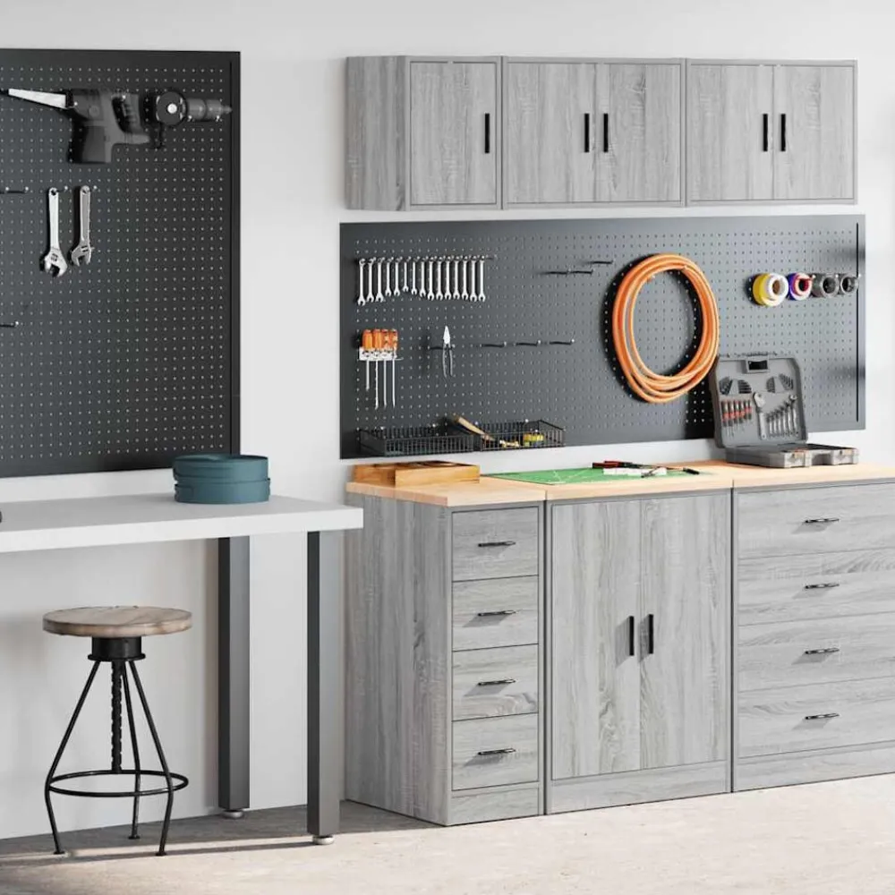 Industriële Opslag*vidaXL Garagekasten 2 st bewerkt hout sonoma grijs Grijs sonoma