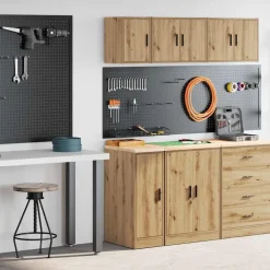 Industriële Opslag*vidaXL Garagekasten 2 st bewerkt hout ambachtelijk eikenhout artisian oak