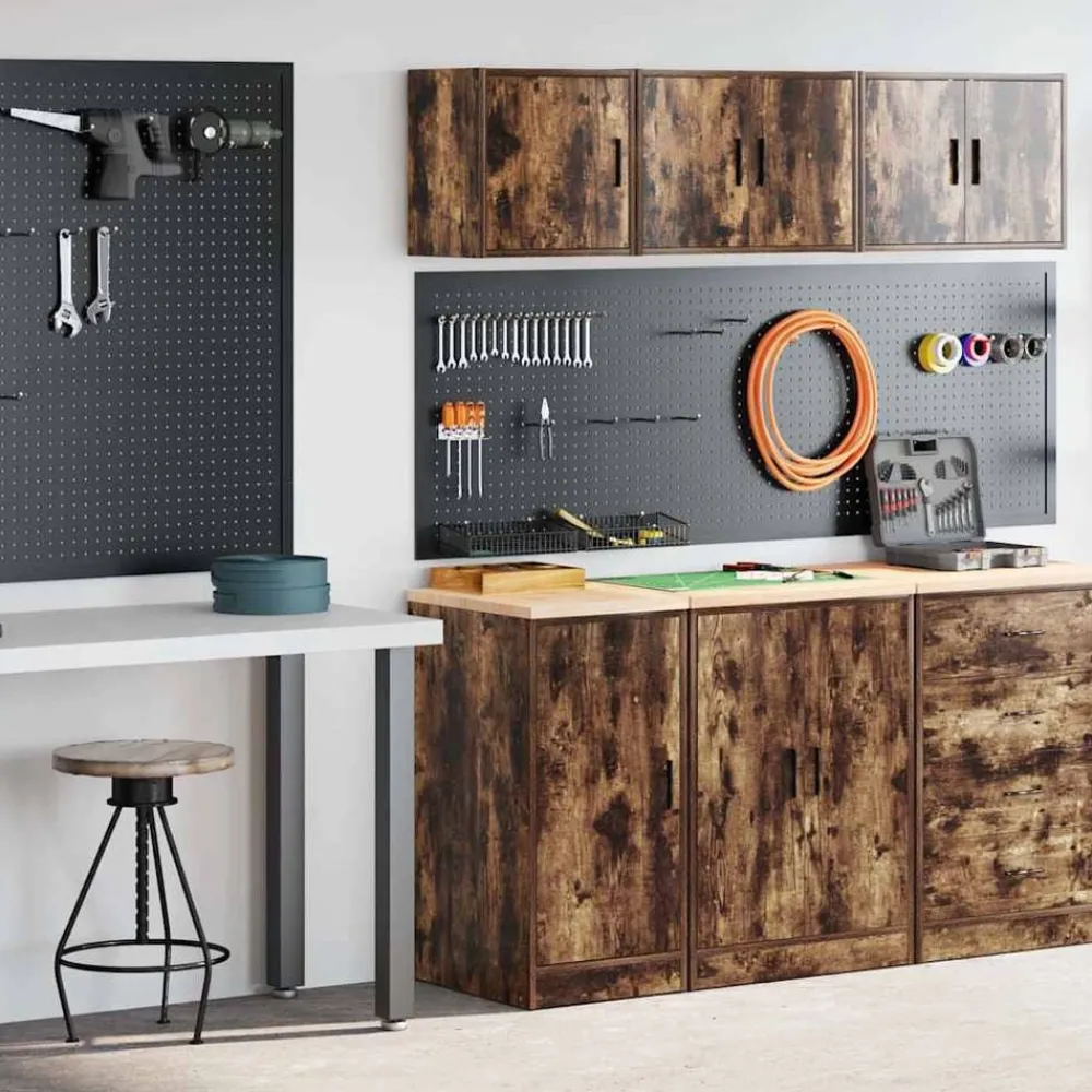 Industriële Opslag*vidaXL Garagekasten 2 st Spaanplaat Gerookt eiken