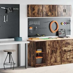 Industriële Opslag*vidaXL Garagekasten 2 st Spaanplaat Gerookt eiken