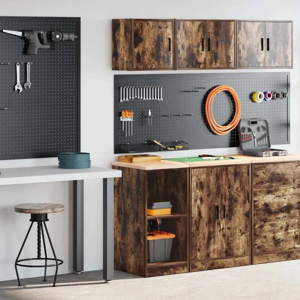 Industriële Opslag*vidaXL Garagekasten 2 st Spaanplaat Gerookt eiken