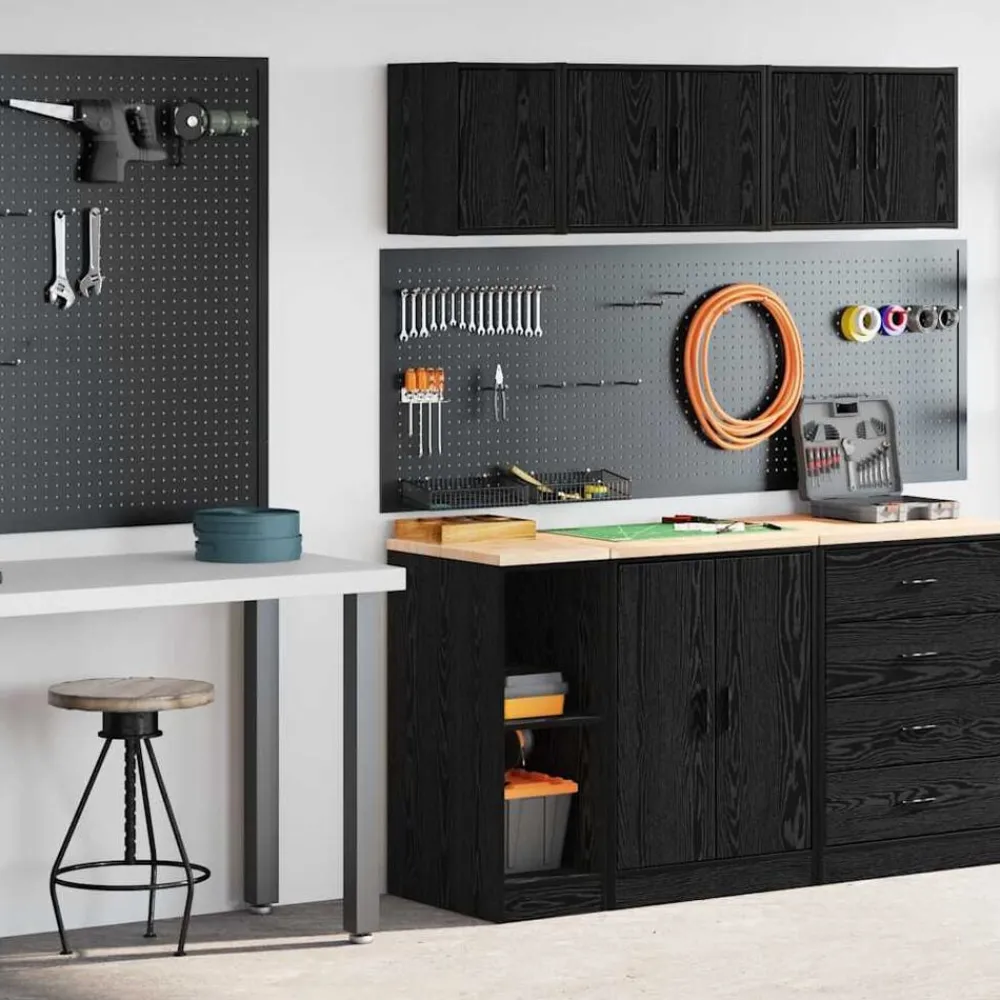 Industriële Opslag*vidaXL Garagekasten 2 st spaanplaat Zwart