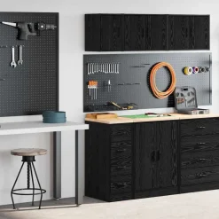 Industriële Opslag*vidaXL Garagekasten 2 st spaanplaat Zwart