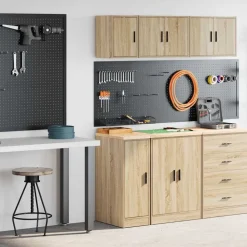 Industriële Opslag*vidaXL Garagekasten 2 st Spaanplaat kleurig Sonoma eiken