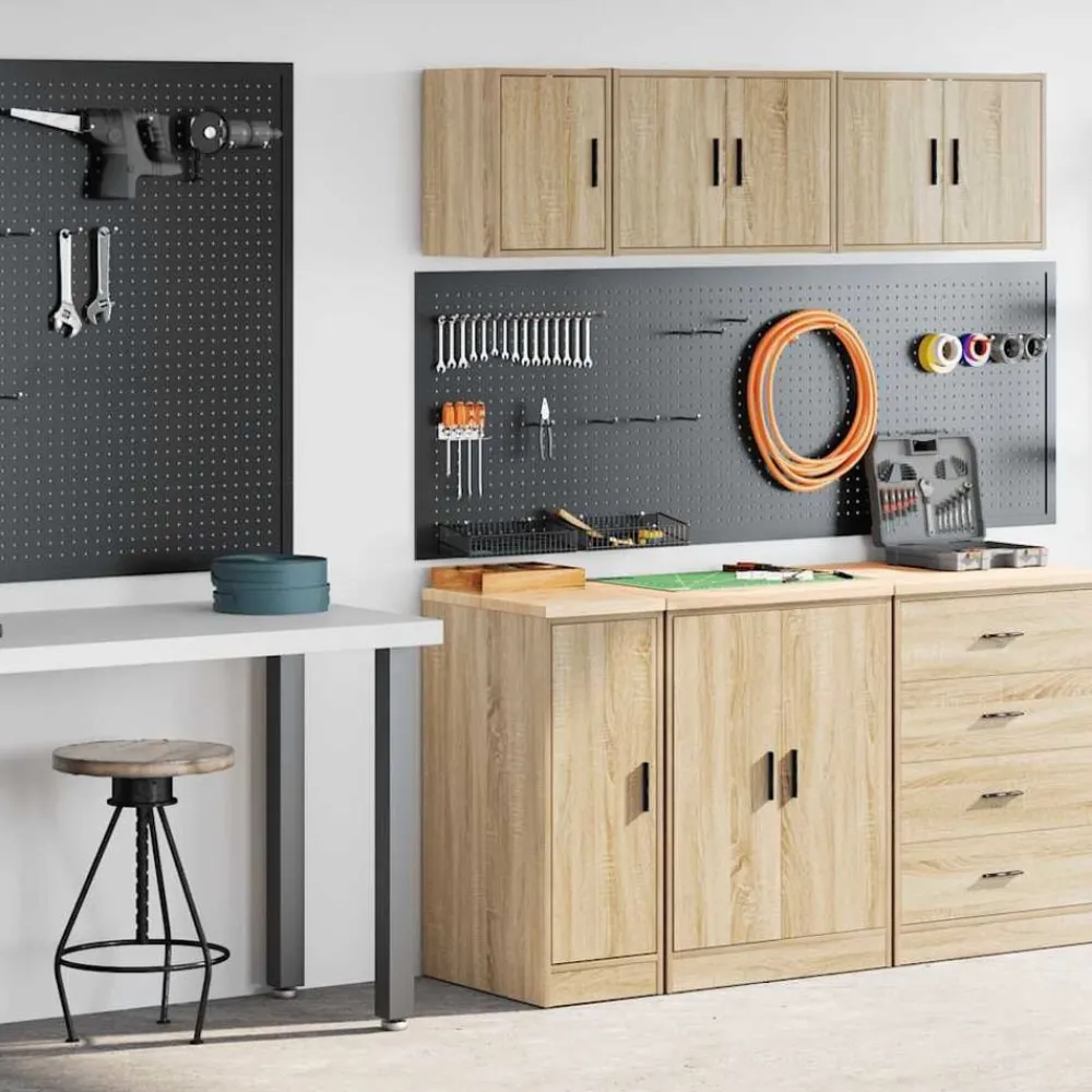 Industriële Opslag*vidaXL Garagekasten 2 st Spaanplaat kleurig Sonoma eiken