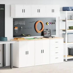 Industriële Opslag*vidaXL Garagekasten 6 st spaanplaat Wit