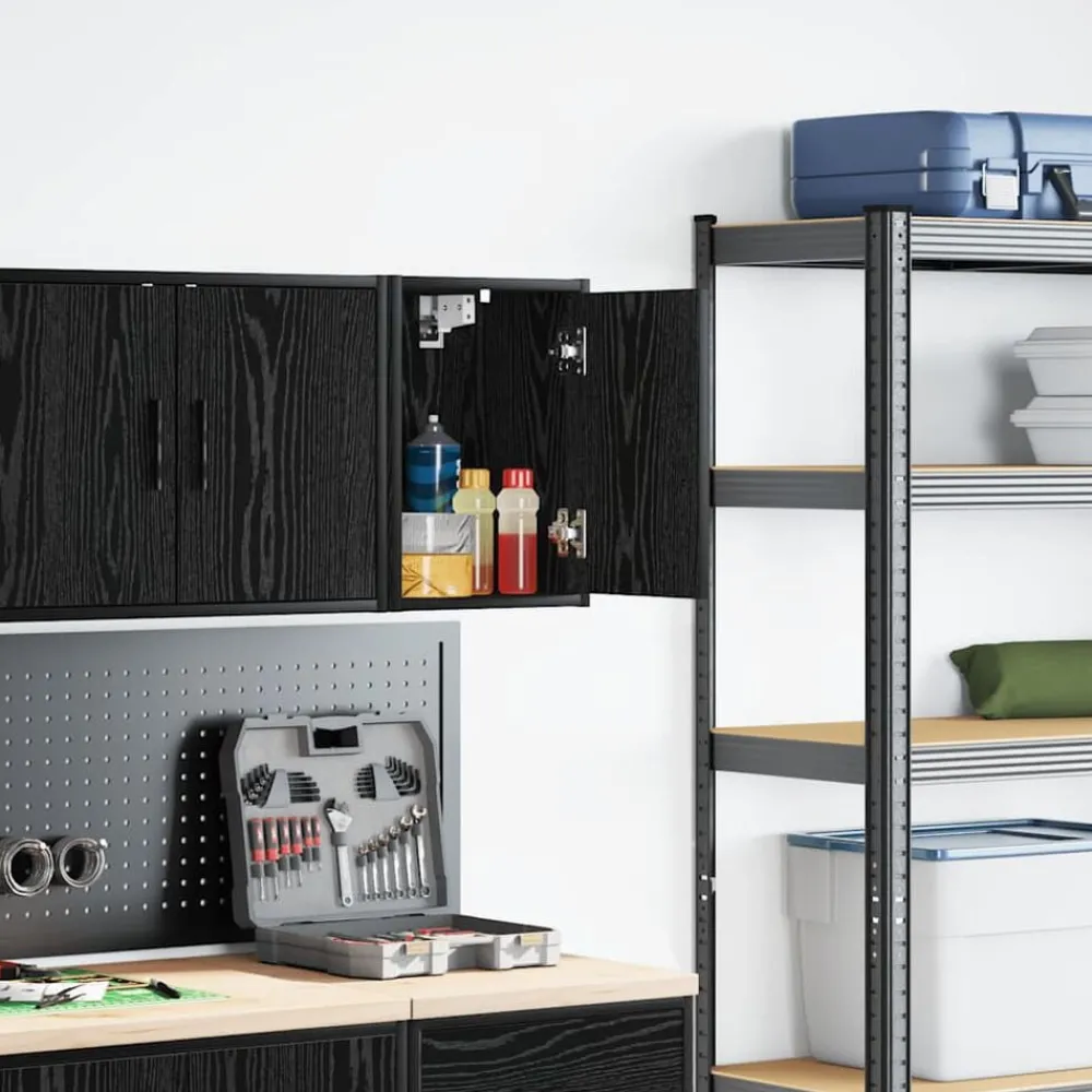 Industriële Opslag*vidaXL Garagewandkast spaanplaat Zwart