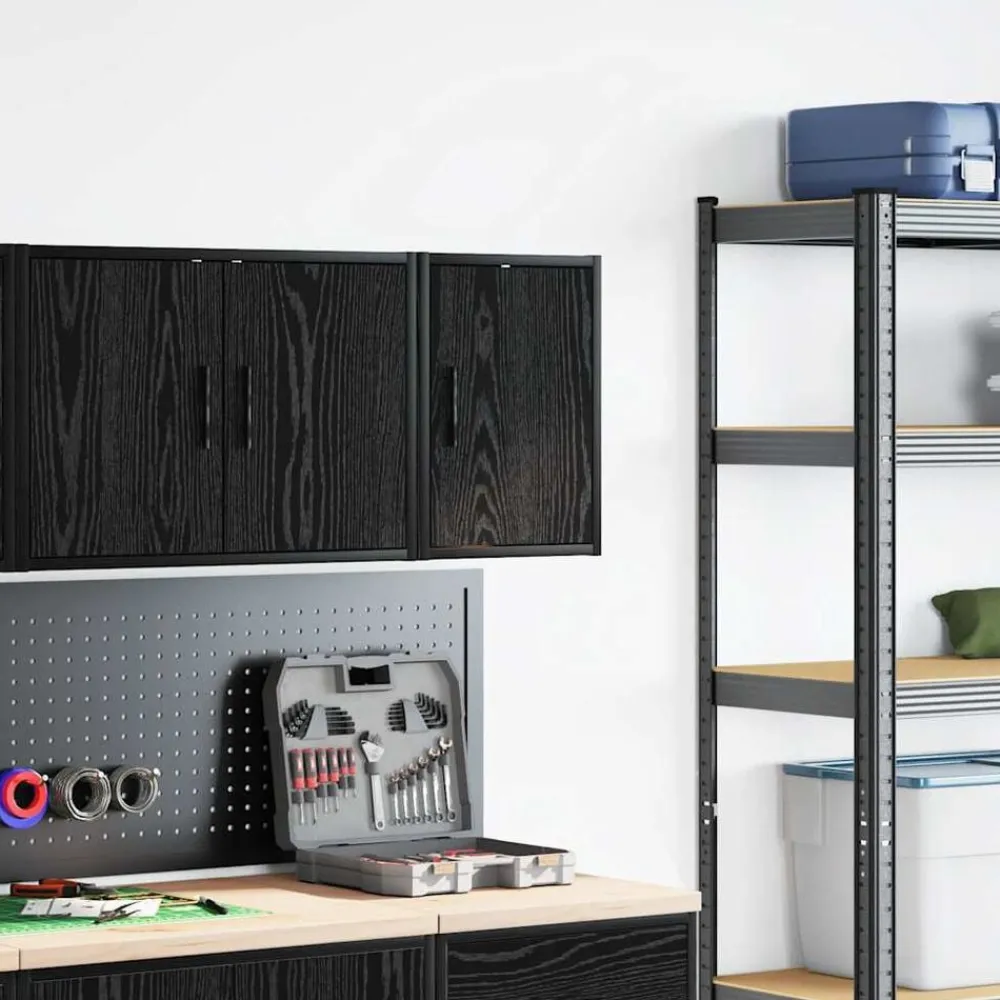 Industriële Opslag*vidaXL Garagewandkast spaanplaat Zwart