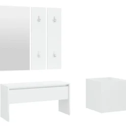Bankjes*vidaXL Garderobe set bewerkt hout Wit