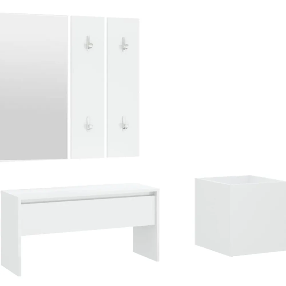 Bankjes*vidaXL Garderobe set bewerkt hout Wit