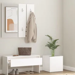Bankjes*vidaXL Garderobe set bewerkt hout Wit