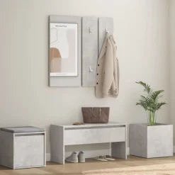 Bankjes*vidaXL Garderobe set bewerkt hout Betongrijs