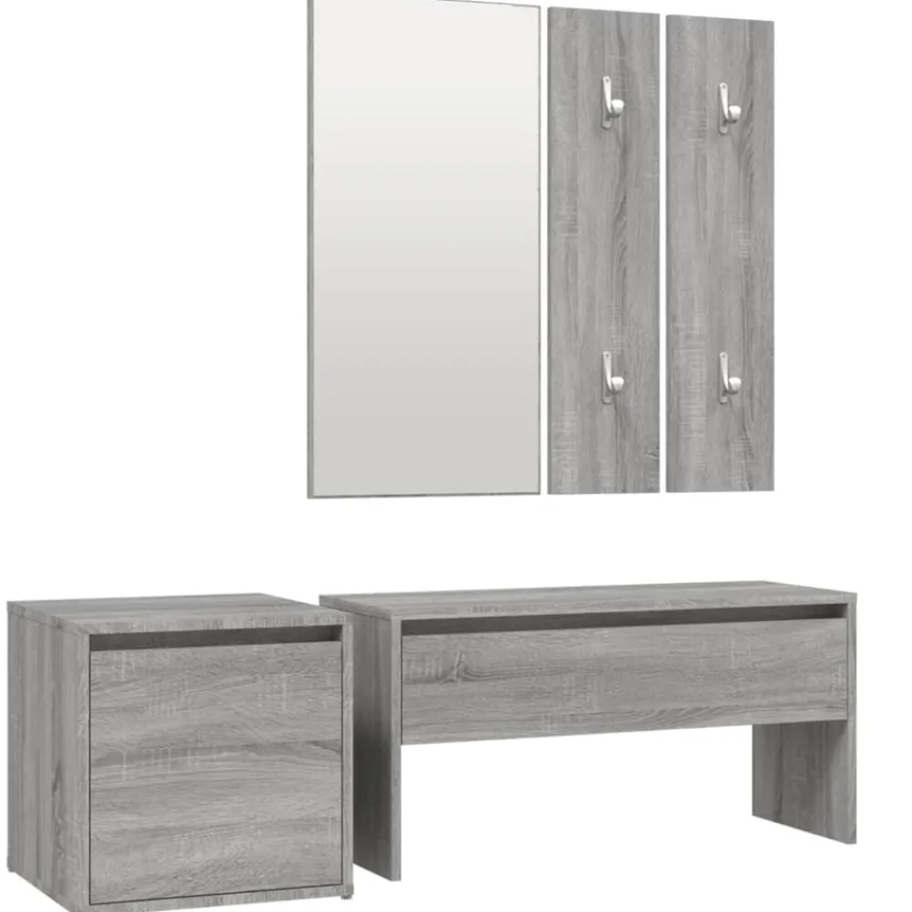 Garderobe set bewerkt hout eikenkleurig>vidaXL Best