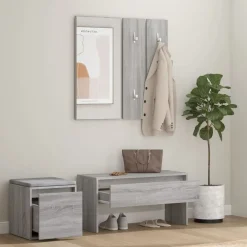 Garderobe set bewerkt hout eikenkleurig><noscript><img width=