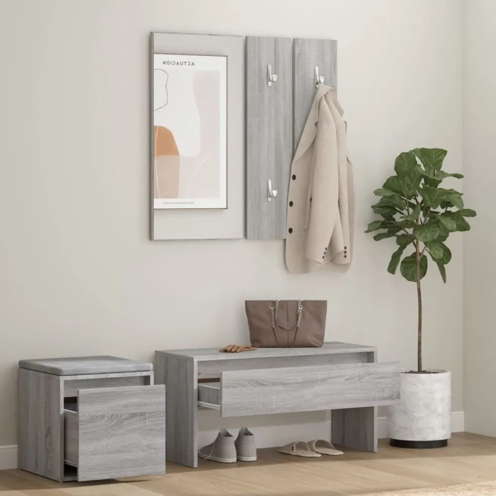 Garderobe set bewerkt hout eikenkleurig>vidaXL Best