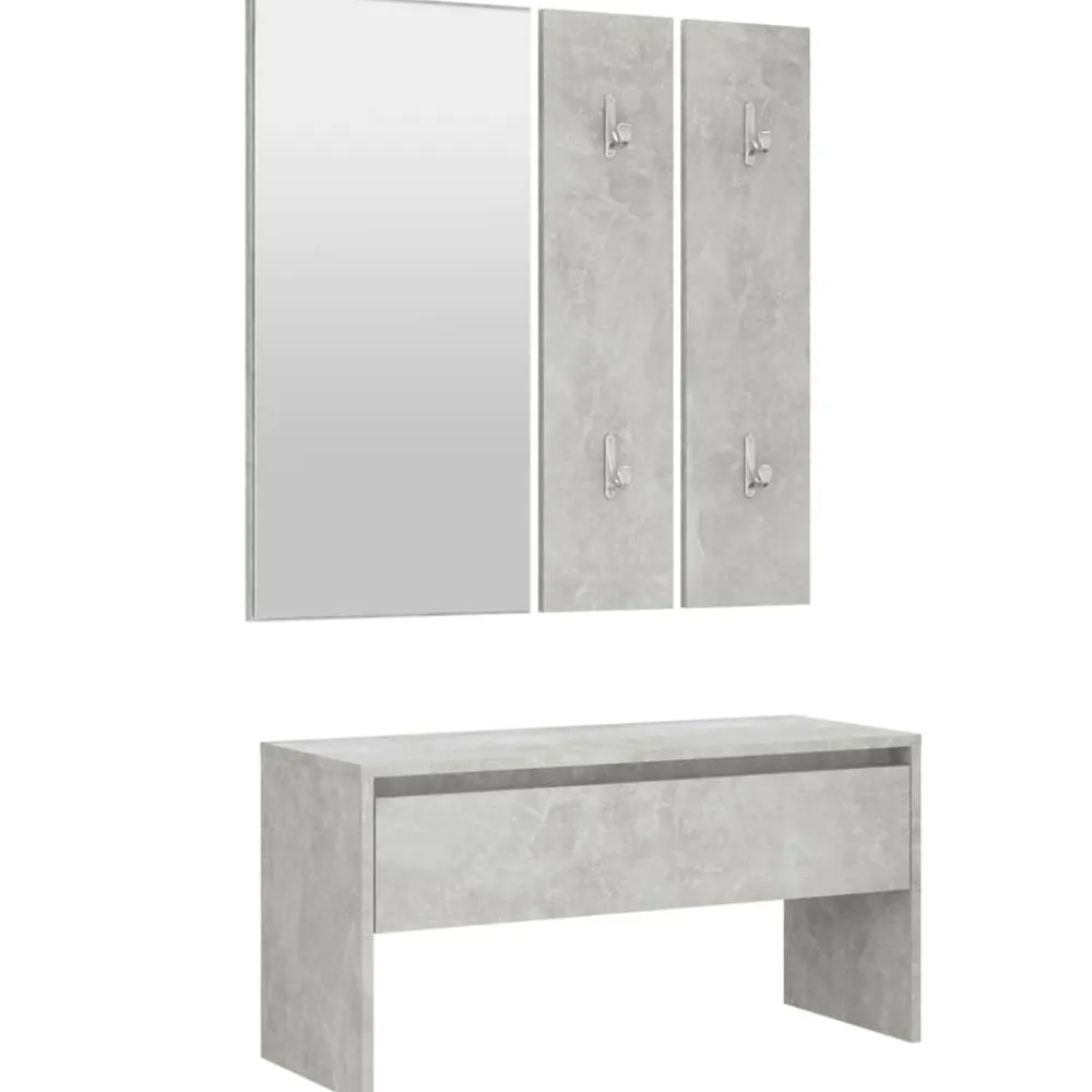 Bankjes*vidaXL Garderobe set bewerkt hout Betongrijs