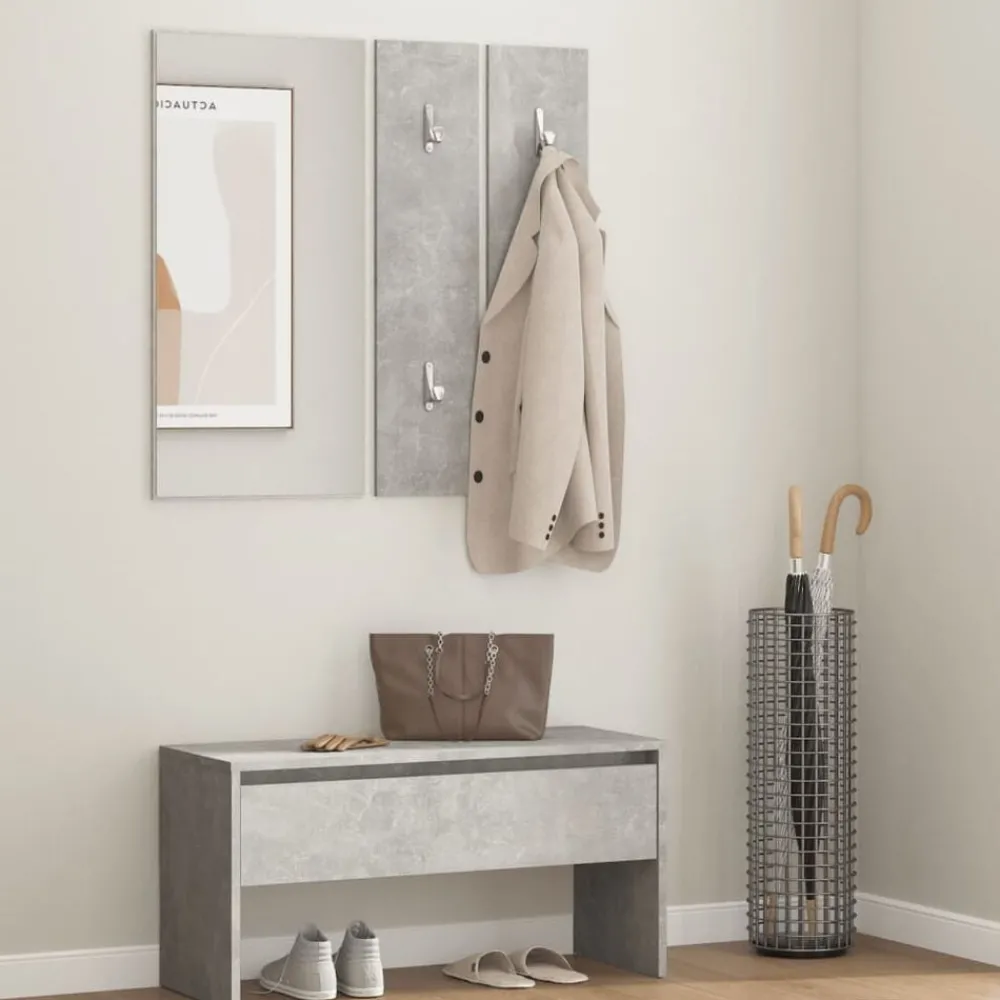 Bankjes*vidaXL Garderobe set bewerkt hout Betongrijs