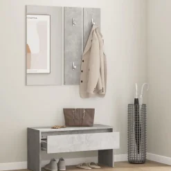 Bankjes*vidaXL Garderobe set bewerkt hout Betongrijs
