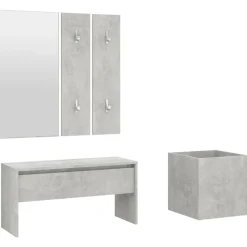 Bankjes*vidaXL Garderobe set bewerkt hout Betongrijs