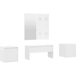 Bankjes*vidaXL Garderobe set bewerkt hout Wit