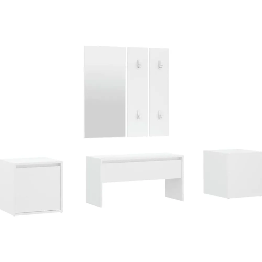 Bankjes*vidaXL Garderobe set bewerkt hout Wit
