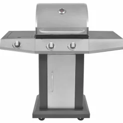 Gas Grill met Branders met wiel Zilver Staal met Metaal Slang><noscript><img width=