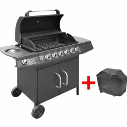 Keuken & Eetkamer*vidaXL Gasbarbecue 6+1 kookzone Zwart