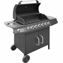 Keuken & Eetkamer*vidaXL Gasbarbecue 6+1 kookzone Zwart