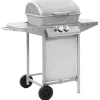 Keuken & Eetkamer*vidaXL Gasbarbecue en grill met 2 kookzones roestvrij staal zilver