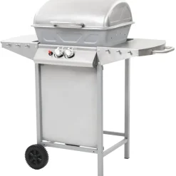 Keuken & Eetkamer*vidaXL Gasbarbecue en grill met 2 kookzones roestvrij staal zilver