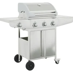 Keuken & Eetkamer*vidaXL Gasbarbecue met 4 branders roestvrij staal zilverkleurig