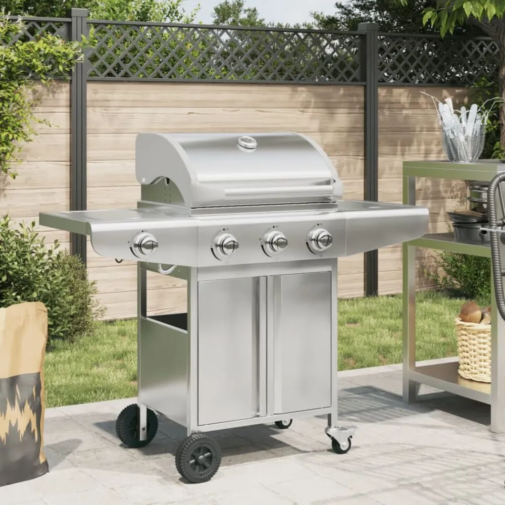 Keuken & Eetkamer*vidaXL Gasbarbecue met 4 branders roestvrij staal zilverkleurig