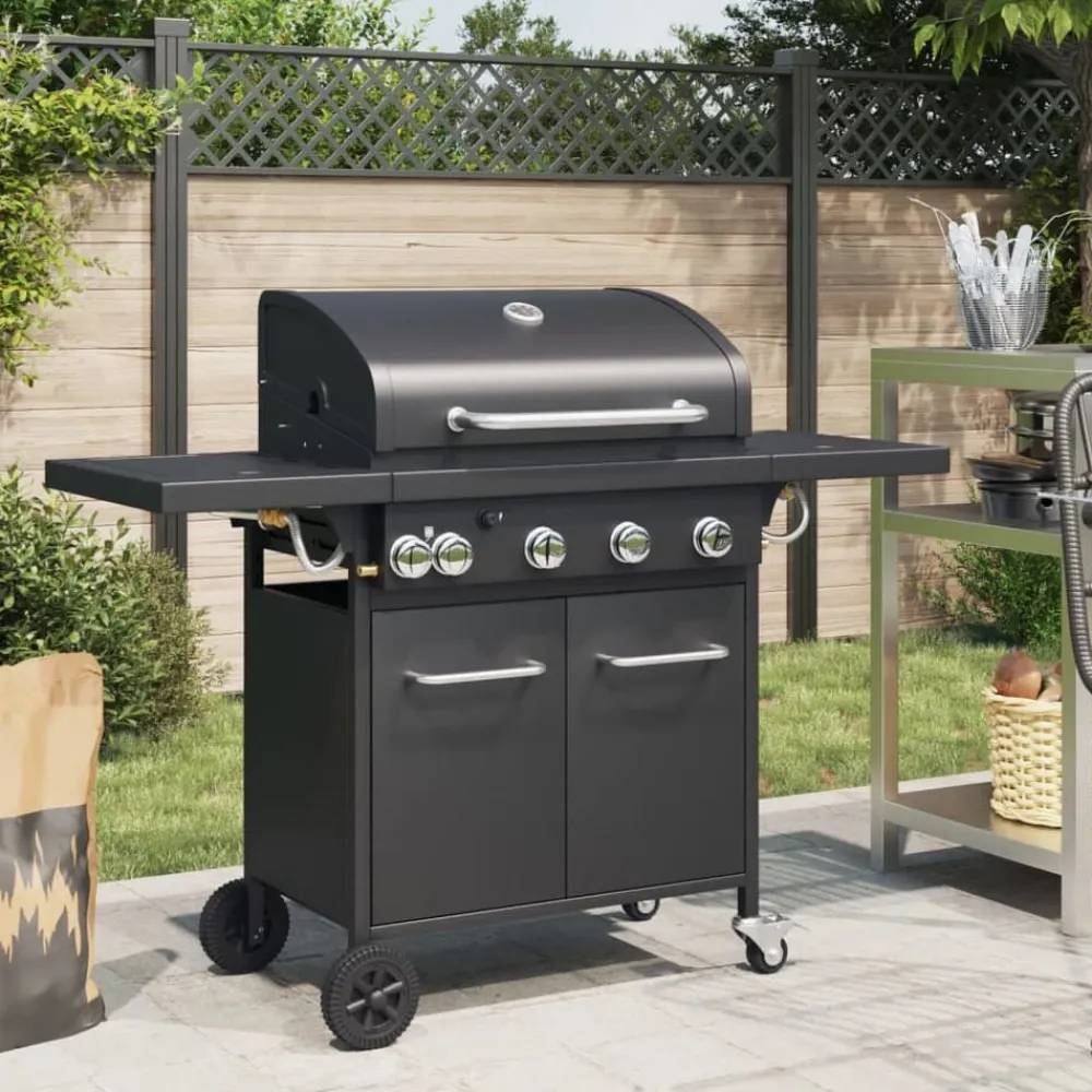 Keuken & Eetkamer*vidaXL Gasbarbecue met 5 branders gepoedercoat staal zwart