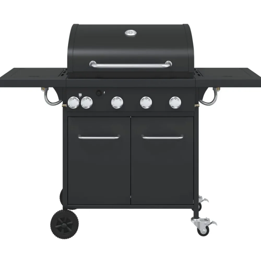 Keuken & Eetkamer*vidaXL Gasbarbecue met 5 branders gepoedercoat staal zwart