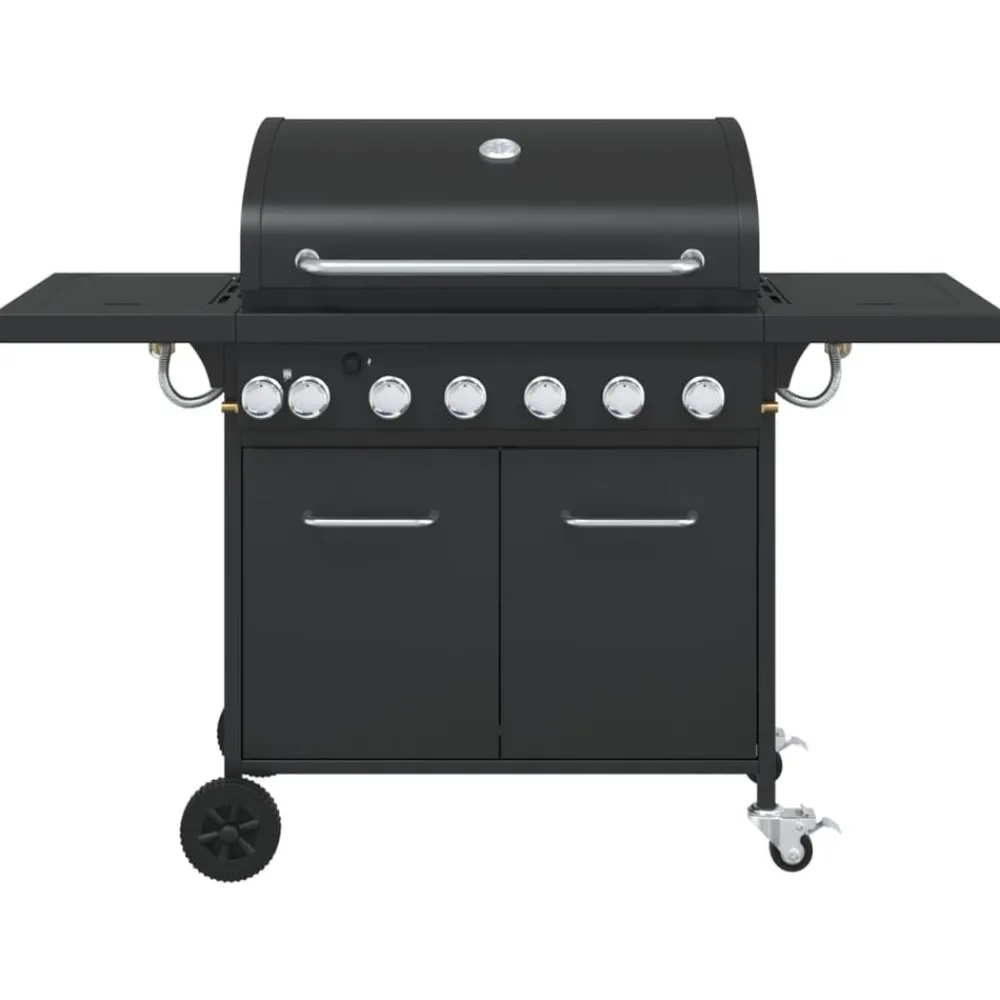 Gasbarbecue met 7 branders gepoedercoat staal zwart>vidaXL Sale