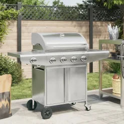 Gasbarbecue met 5 branders roestvrij staal zilverkleurig>vidaXL Hot
