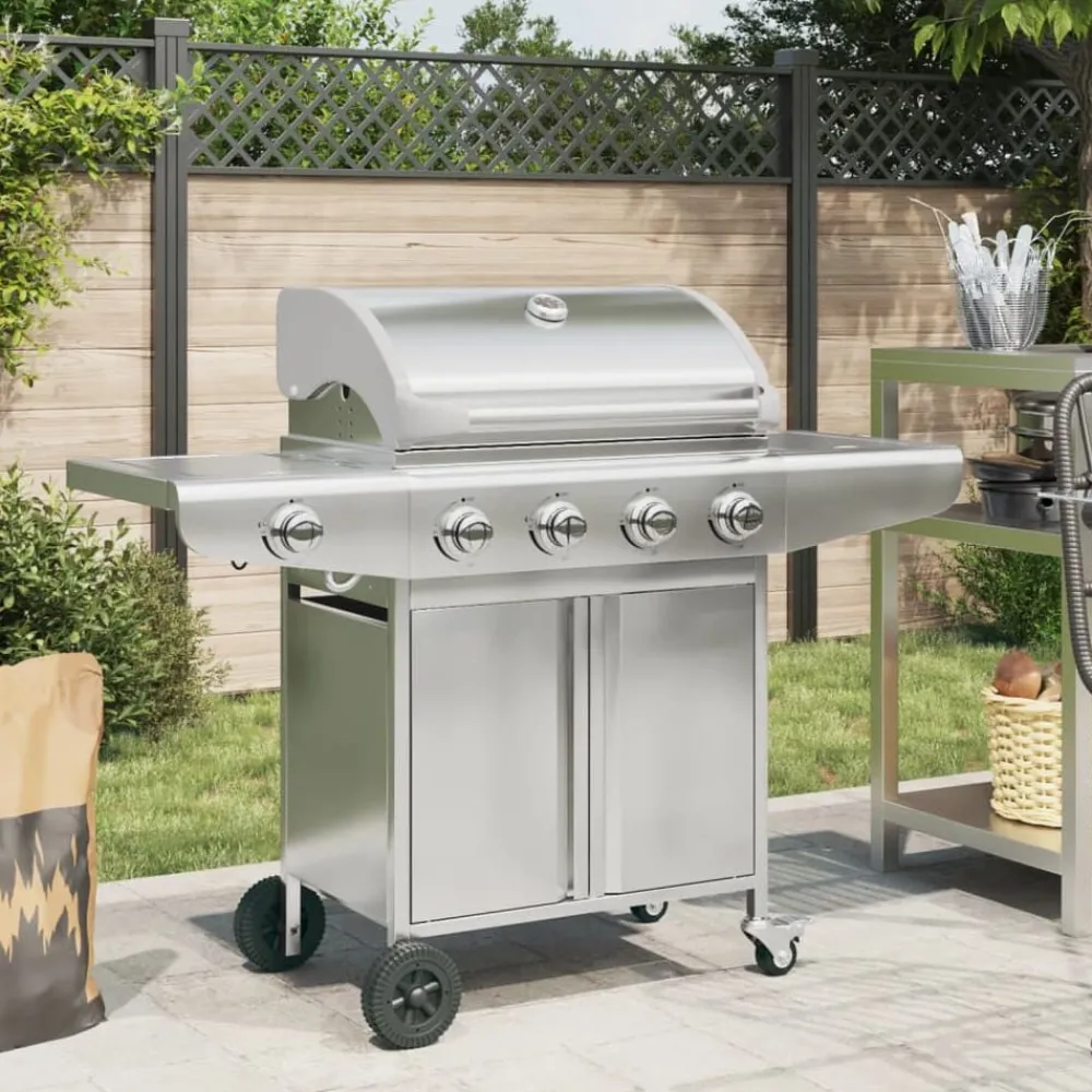 Gasbarbecue met 5 branders roestvrij staal zilverkleurig>vidaXL Hot
