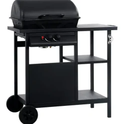 Keuken & Eetkamer*vidaXL Gasbarbecue met 3-laags zijtafel Zwart