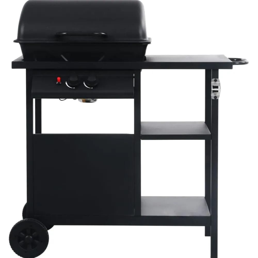 Keuken & Eetkamer*vidaXL Gasbarbecue met 3-laags zijtafel Zwart