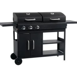Keuken & Eetkamer*vidaXL Gas-/houtskoolbarbecue met 3 branders