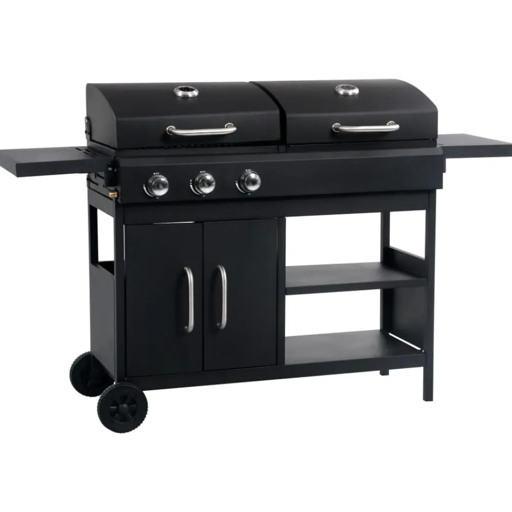 Keuken & Eetkamer*vidaXL Gas-/houtskoolbarbecue met 3 branders