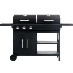 Keuken & Eetkamer*vidaXL Gas-/houtskoolbarbecue met 3 branders