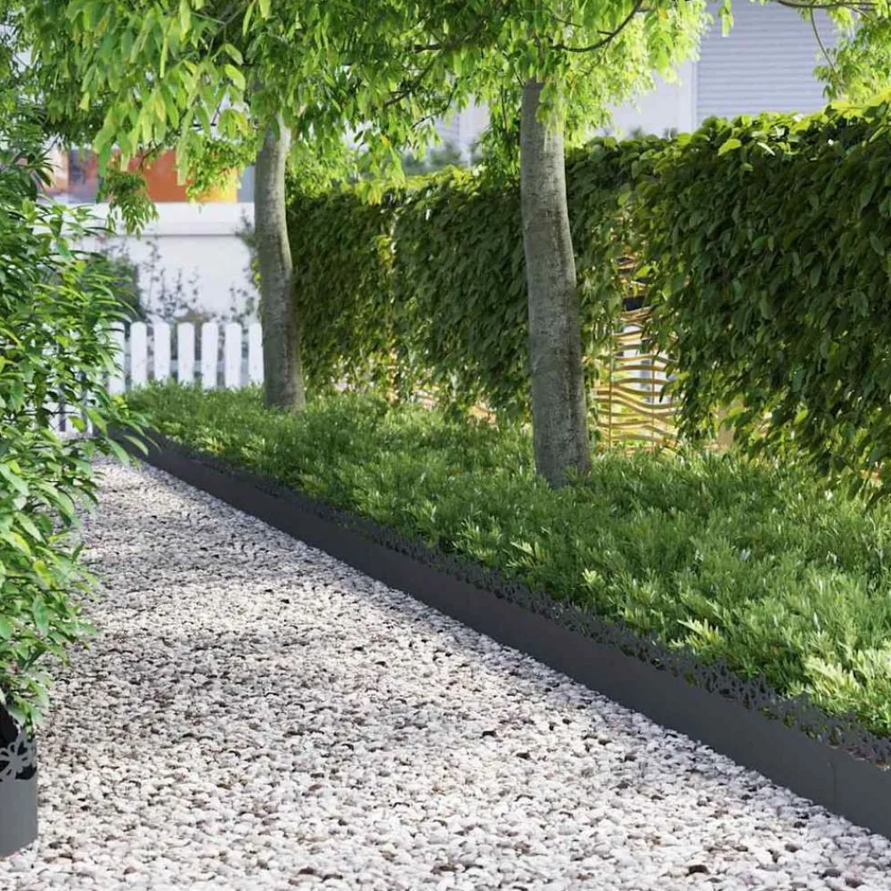 Tuinafscheidingen*vidaXL Gazonranden 10 pcs 103 x 0,05 x 22 cm Staal Antraciet