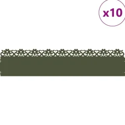 Gazonranden 10 pcs Olijf Groen 103 x 0,05 x 22 cm Staal><noscript><img width=