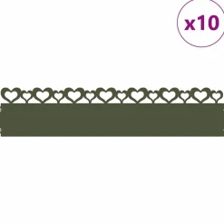 Tuinafscheidingen*vidaXL Gazonranden 10 pcs Olijf Groen 103 x 0,05 x 22 cm Staal Olijfgroen