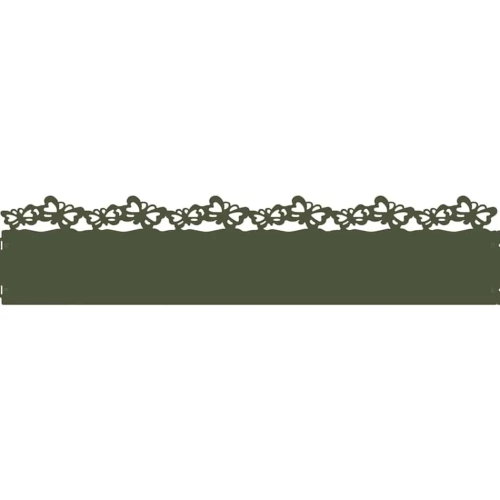 Tuinafscheidingen*vidaXL Gazonranden 10 pcs Olijf Groen 103 x 0,05 x 22 cm Staal Olijfgroen