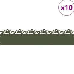 Tuinafscheidingen*vidaXL Gazonranden 10 pcs Olijf Groen 103 x 0,05 x 22 cm Staal Olijfgroen