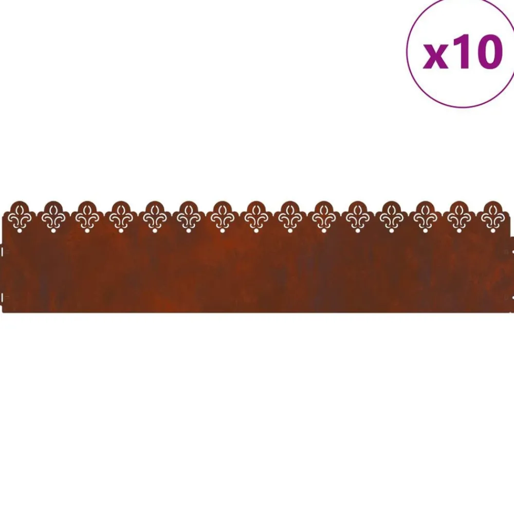 Gazonranden 10 pcs Roestig 103 x 0,05 x 22 cm>vidaXL Best