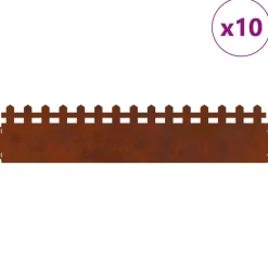 Gazonranden 10 pcs Roestig 103 x 0,05 x 22 cm>vidaXL
